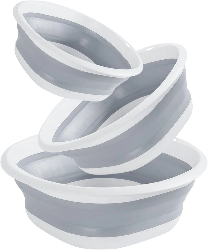 3er Set Spülschüssel Camping Schüssel Waschschüssel Spüle Faltbar mit Haken - Bild 1 von 1