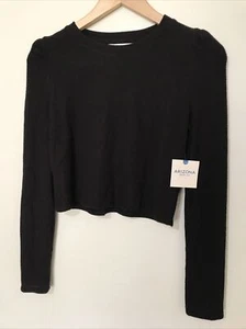 Arizona Womens Shirt XS Black Crop Top Blouse Waffle Juniors T Shirt - Picture 1 of 11