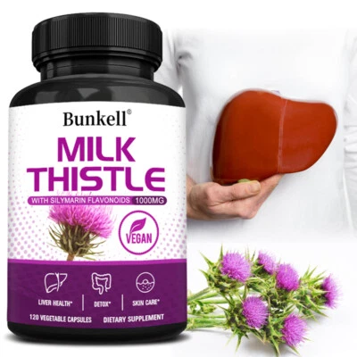 BUNKELL Bio Mariendistelextrakt 1000 mg Stärke, Silymarin Vegane Kapseln