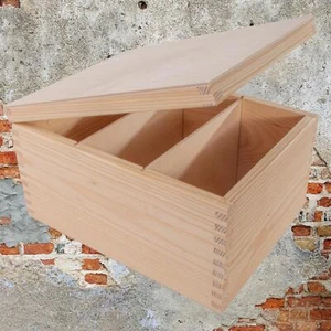 Aufbewahrungsbox aus Holz mit Trennwänden | Fotos Briefe Karten Geburtstag Weihnachtskarten - Bild 1 von 11