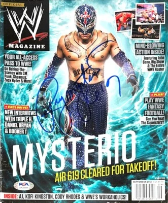 WWE REY MYSTERIO JR HAND SIGNED AUTOGRAPHED MAGAZINE SEPT 2012 WITH PSA DNA COA  - Image 1 of 2