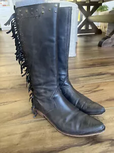 Fabulous DICK BOONS Distressed dunkelgrau Lederfransen hoher Stiefel Größe 42/10,5 - Bild 1 von 11