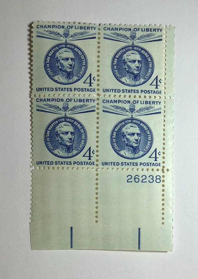 US 4 Cent Jose De San Martin 1959, Scott #1125, block Of 4, MNH/OG/VF. - Image 1 of 1