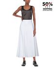 Rrp?299 Sportmax Plata Long Skirt It46 Us10 Uk14 Xl Linen Blend White Unlined