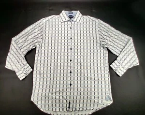 Tommy Hilfiger Herren Hemd Medium Button Down weiß/blau kariert 80er 2-lagig Stoff - Bild 1 von 9