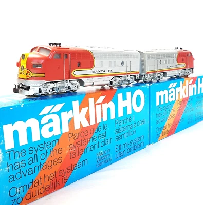 Marklin AC HO USA SANTA FE EMD F7 DIESEL LOCOMOTIVE 3060 + DUMMY 4060 NMIB`80 - Image 1 of 4