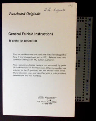 Brother Knitting Machine Punch card Railroad Signals Fairisle Pattern Card - Image 1 of 2