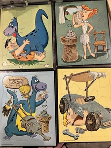 (4) Vintage 1961 Flintstones Inlaid Puzzles Great Condition And Complete - Picture 1 of 5