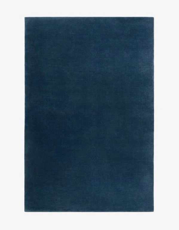 Hand-Tufted Modern Plain Design Blue Deep  Wool Rug, Home Decor - Image 1 of 1