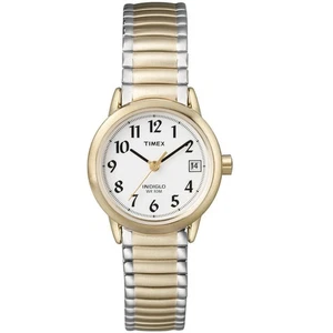 Timex T2H381 Ladies Indiglo Easy Reader 2Tone Stretch Expansion Band Date Watch - Picture 1 of 1