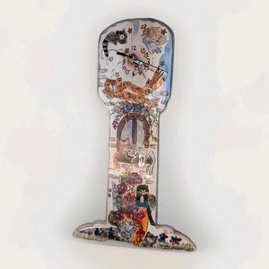 Nuovo orologio da parete CLAYWORKS by HEATHER GOLDMINC blu cielo ceramica gatto casa sull'albero - Foto 1 di 1