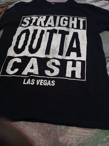 Las Vegas schwarzes Souvenir T-Shirt (straight Outta Cash) 100% Baumwolle M Damen - Bild 1 von 2