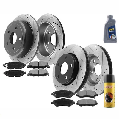 Rotores perforados delanteros y traseros + pastillas de freno de cerámica para Jeep Wrangler Wrangler JK Foto 1 de 4