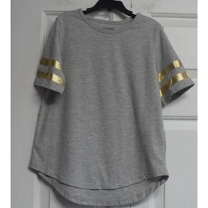 Harper Canyon Girls Short Sleeve Glitter Stripe Tee In Grey/Gold Medium(8/10) - Picture 1 of 4