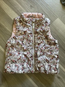 Baby GAP Girl Floral Zipper Puff Vest Size 12-18 Months - Picture 1 of 3