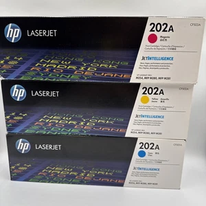 HP 202A LaserJet Druckerpatronen 3er Set - Cyan, Gelb, Magenta Factory Sealed - Bild 1 von 15