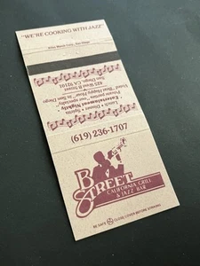 Vintage California Matchbook “B Street Jazz Bar” San Diego - Picture 1 of 2