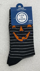 Life Is Good Jack-o’-lantern Socks Set 2 Pack Unisex S/M Crew Socks - Picture 1 of 2