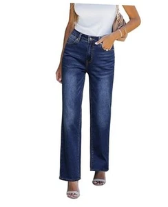 High Waisted Jeans for Women Trendy Baggy Straight Leg Stretchy Denim Jeans - Picture 1 of 7