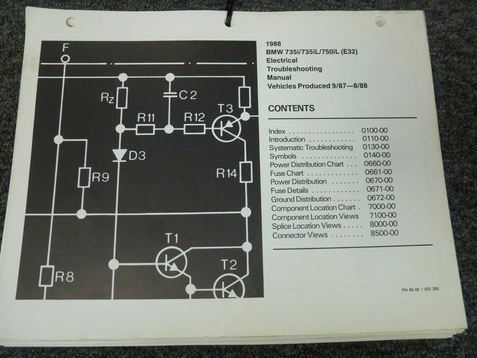 1988 BMW 735i 735iL 750iL E32 Electrical Wiring Troubleshooting Service Manual Foto 1 de 1