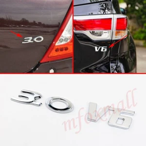 Chrome Metal V6+3.0 Badge Emblem Logo 3D Sticker Decal Car Body Engine Trim 2pcs - Picture 1 of 11