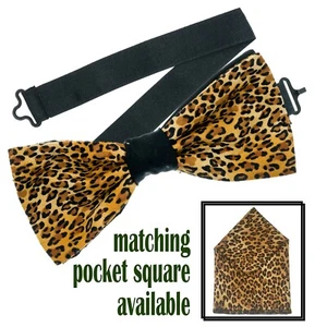 Leopard  Bow Tie & Pocket Square Wedding Prom New Year Party Formal Christmas - Picture 1 of 5