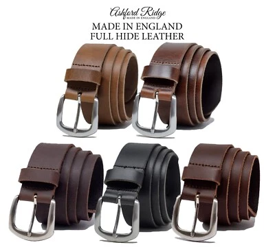 Ashford Ridge Made in England 40mm Full Leather Belt with Horse Shoe Buckle
