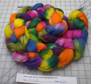 Superwash Fine Wool Top Roving Spinning Handpainted Dyed USA Empath - Picture 1 of 1
