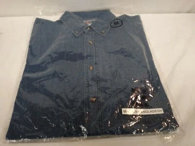 JERZEES MENS LONG SLEEVE INDIGO CYPRESS DENIM SHIRT - Image 1 of 4