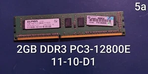 Elpida 2GB DDR3 Desktop RAM - PC3-12800E - 11-10-D1 - 1600 MHz - ECC - Picture 1 of 2