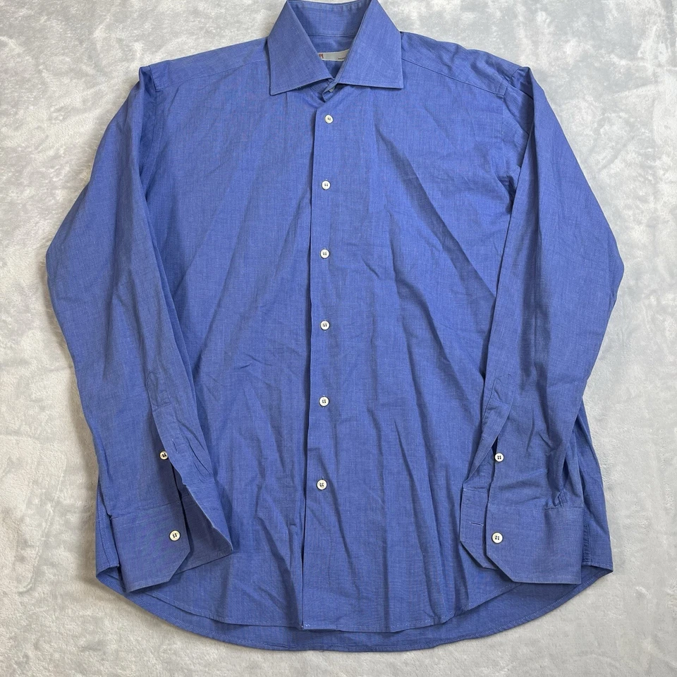 Camisa masculina Missoni cinza etiqueta algodão colarinho botão azul 16 41 preparação de luxo - Imagem 1 de 4