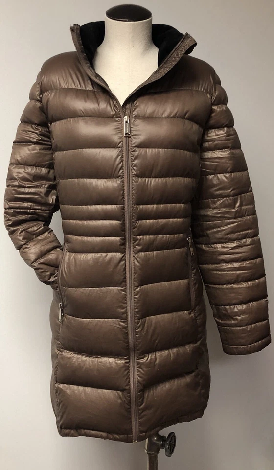 ANDREW MARC MARRÓN CLARO EMPAQUETABLE PREMIUM PLUMÓN ABRIGO ACOLCHADO LONGITUD MEDIA CREMALLERA COMPLETA L Foto 1 de 4