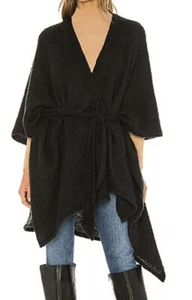 Michael Stars Maya Brushed Black Ruana One Size L105608 - Picture 1 of 6