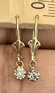 14Kt Yellow Gold 0.10CTW DIAMOND EARRINGS (R61) - Picture 1 of 8