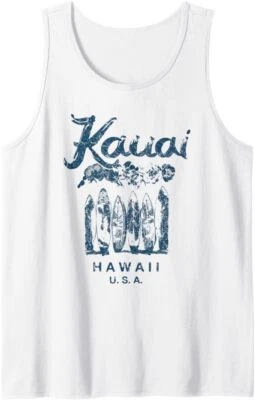 Camiseta sin mangas retro de surf hawaiano vintage Hawaii Kauai Foto 1 de 2