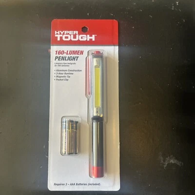 Hyper Tough 160-Lumen LED ALUMINUM PENLIGHT FLASHLIGHT Magnetic Tip Pocket Clip - Image 1 of 4