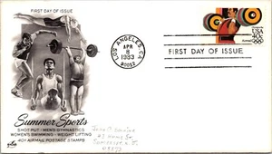 FDC 1983 SC #C108a Artcraft, Weightlifting - Los Angeles, CA - Single - J4887 - Picture 1 of 2