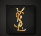 Yves Saint Laurent Novelty Brooch Pin Antique Gold 6.8cm×2.5cm From Japan