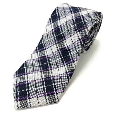 Corbata de lujo Egara púrpura negra tartán tejida a cuadros seda para hombre Wearhouse Foto 1 de 4