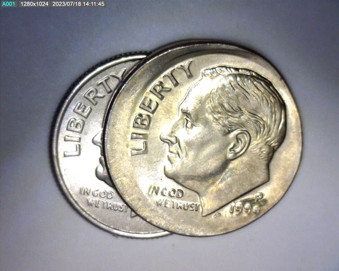 1999 P ROOSEVELT DIME,  OFF CENTER, MINOR BROAD STRIKE  US ERROR COIN Cover