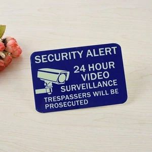 Warning Sign 15*10cm Aluminum 24 Hour Video Surveillance Security Sign Sticker - Picture 1 of 3