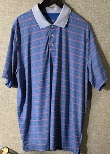 Polo de golf Brooks Brothers para hombre 2XL manga corta azul a rayas poliéster/spandex - Imagen 1 de 5