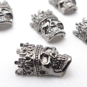 5 Skull With Crown Gunmetal Spacer Beads 16mm x 12mm - Picture 1 of 8