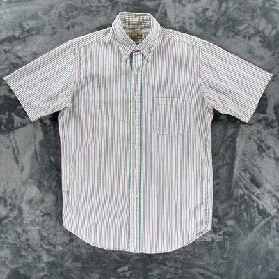 L.L. Bean Men Medium Long Vintage Colorful Seersucker Button-Down Shirt Made USA - Image 1 of 4