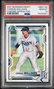 2021 Bowman Draft CARSON WILLIAMS 1st Bowman Chrome Refractor PSA 10 GEM MINT - Picture 1 of 2