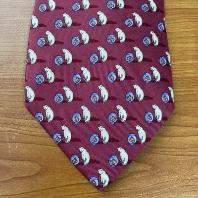 Beaufort Tie Rack Made in Italy Silk Red with Gold & Blue Cat & Goldfish Tie - Imagem 1 de 4