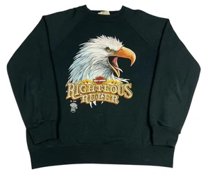 VTG 80s Harley Davidson 3D Emblem 1985 Eagle Righteous Ruler Sweatshirt Medium - Picture 1 of 12