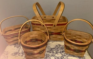 Longaberger Vintage Konvolut 4 Körbe 1 größer & 3 kleiner signiert Made in USA  - Bild 1 von 11
