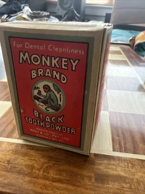 Caja Vacía Marca Mono Polvo Diente Negro Sellado Foto 1 de 4