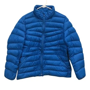 Lands’ End Womens Down Coat Size Large Feather Blue Packable Lightweight Outdoor - Picture 1 of 10